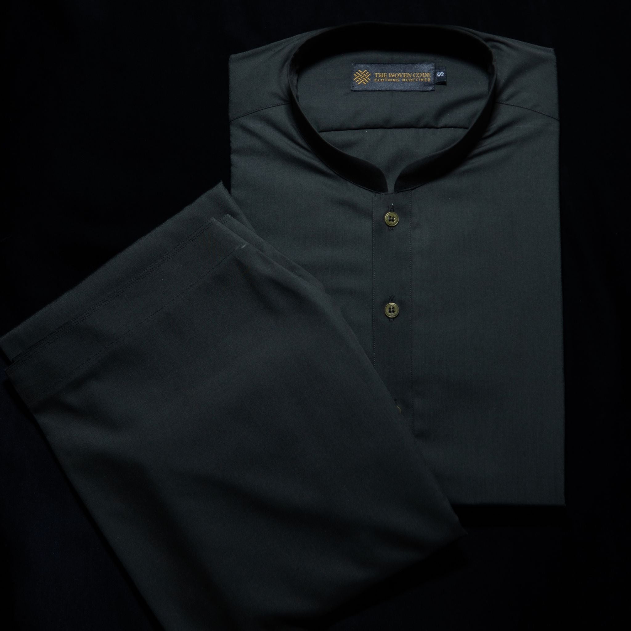 Heritage | Olive Green | Sherwani Collar Kameez Shalwar