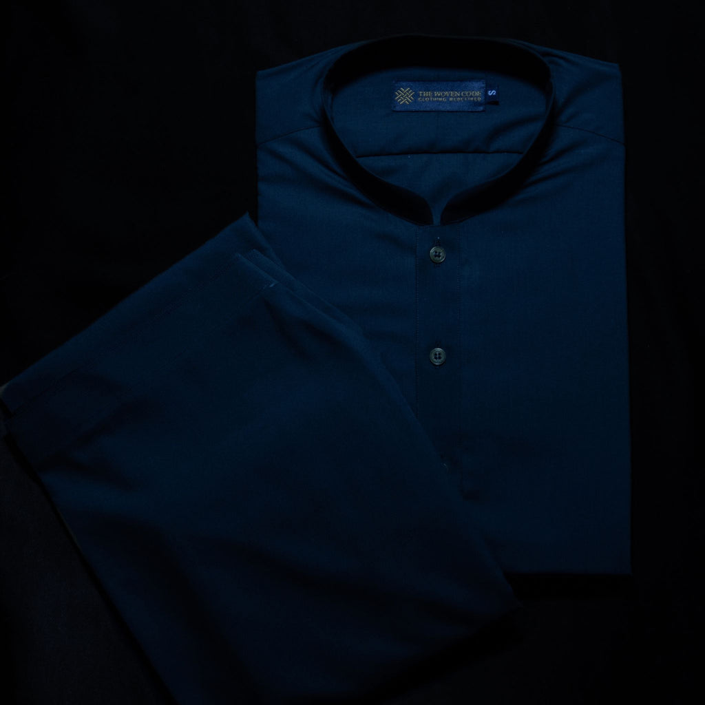 Heritage | Midnight Blue | Sherwani Collar Kameez Shalwar